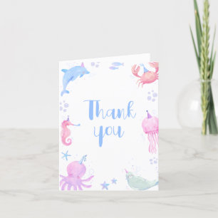 Under The Sea Kids 1st Birthday Thank You Card