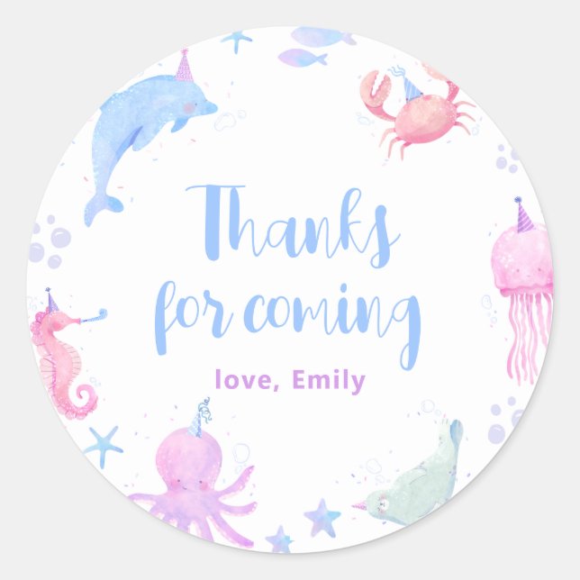 Under The Sea Kids Birthday  Classic Round Sticker (Front)