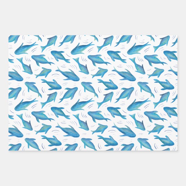 Under the Sea kids ocean fish shark Wrapping Paper Sheet (Front)