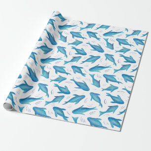 Under the Sea kids ocean shark fish pattern Wrapping Paper