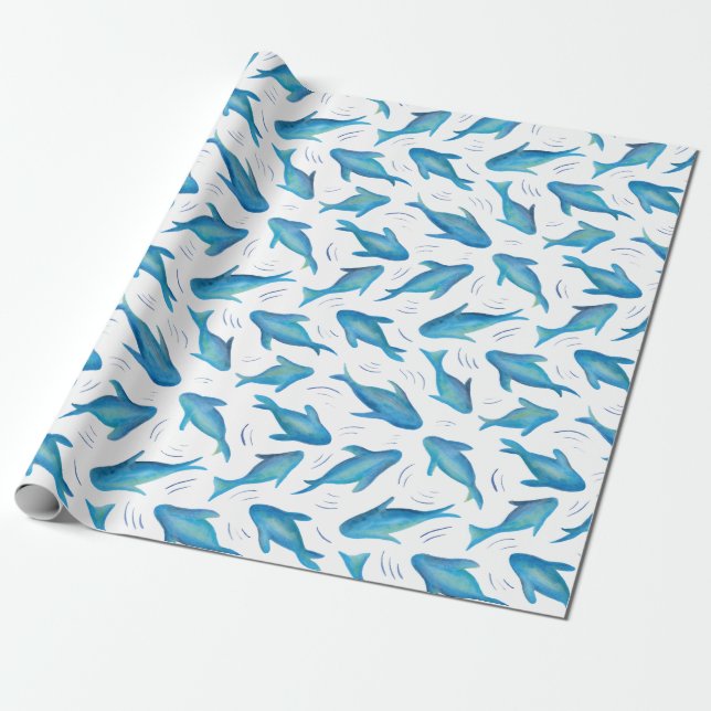 Under the Sea kids ocean shark fish pattern Wrapping Paper (Unrolled)
