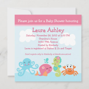 Under the Sea life/Girl Baby Shower Invitation