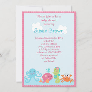 Under the Sea life/Girl Baby Shower Invitation 2