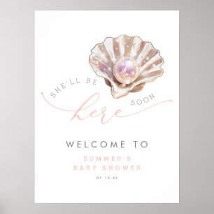 Under The Sea Little Pearl Baby Shower Welcome Poster