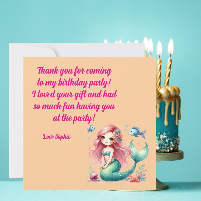  Under The Sea Magical Mermaid Girl Photo Birthday Thank You Card (Creator Uploaded)