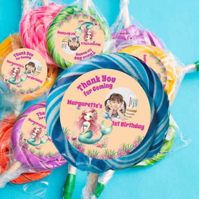 Under The Sea Magical Mermaid Girly Photo  Classic Round Sticker (Creator Uploaded)