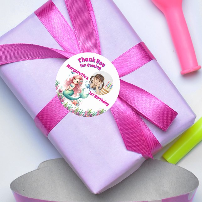 Under The Sea Magical Mermaid Girly Photo  Classic Round Sticker (Creator Uploaded)