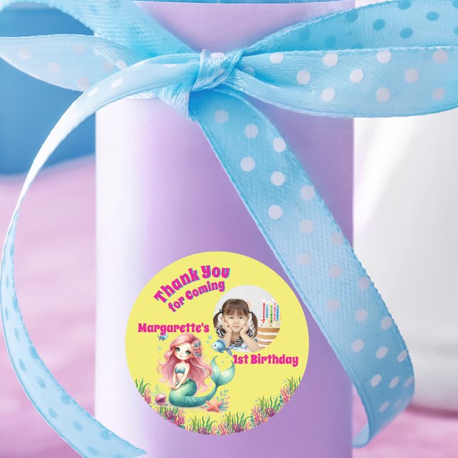 Under The Sea Magical Mermaid Girly Photo  Classic Round Sticker (Creator Uploaded)