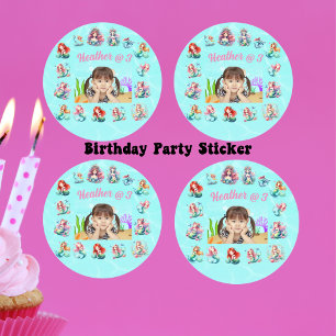 Under The Sea Magical Mermaids Girly Birthday  Classic Round Sticker