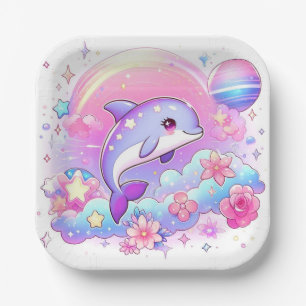  Under the Sea Majestic Dolphin Baby Shower Paper Plate