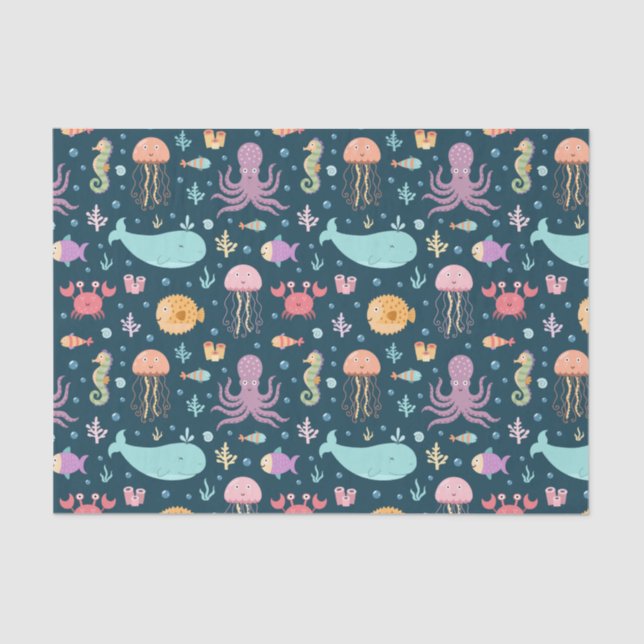 Under the Sea Marine Animals Swimming in the Ocean Tissue Paper (Front)