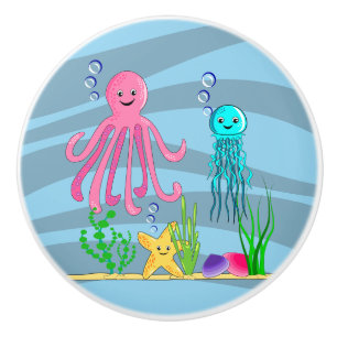 Under the Sea Marine Creatures Ceramic Knob