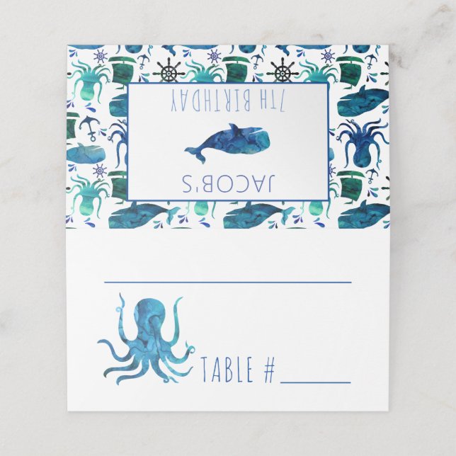 Under The Sea Marine Kids Marine Birthday Party Place Card (Outside Unfolded)