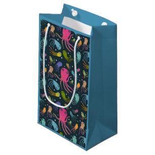 Under the Sea Marine Life Cartoon Dark Background Small Gift Bag