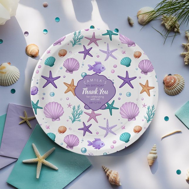Under the Sea Marine Life Pattern Thank You ID1143 Paper Plate (Creator Uploaded)