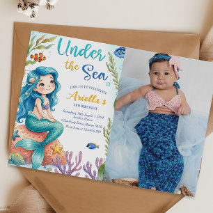 Under The Sea Mermaid 3rd Birthday Party Invitatio Invitation