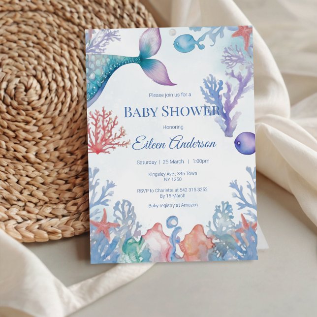 Under the Sea Mermaid Baby Shower Invitation (Under the Sea Mermaid Baby Shower Invitation)