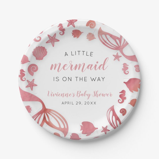 Under the Sea Mermaid Baby Shower Paper Plate (Front)