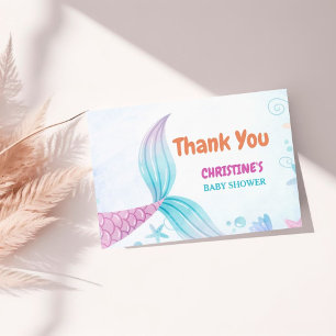 Under the Sea Mermaid Baby shower party Thank You Card