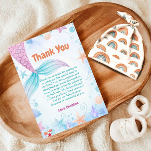 Under the Sea Mermaid Baby shower party Thank You Card