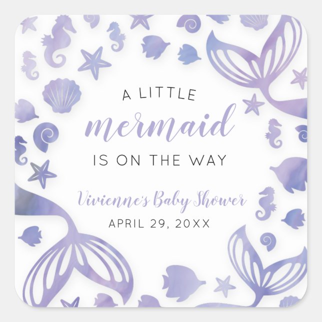 Under the Sea Mermaid Baby Shower Square Sticker (Front)