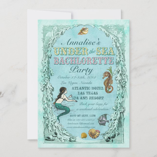 Under the Sea Mermaid Bachelorette Party Invite (Front)