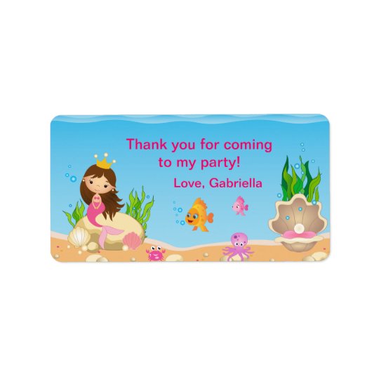 Under the Sea Mermaid Birthday Favour Tag Label Address Label