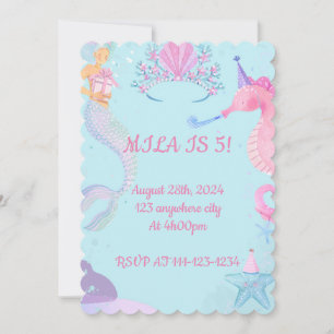 UNDER THE SEA MERMAID BIRTHDAY INVITATION