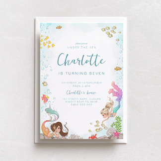 Under the Sea, Mermaid Birthday Invitation