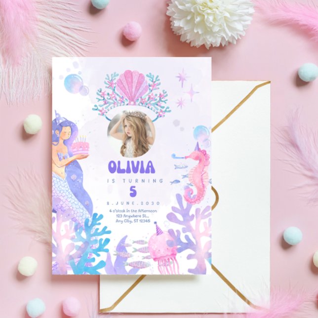 Under the sea Mermaid Birthday Invitation card (Creator Uploaded)