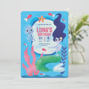 Under the Sea Mermaid Birthday Invite, Mermaid Invitation