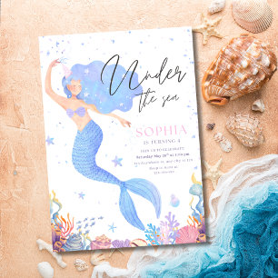 Under the Sea Mermaid Birthday Invite, Ocean Girls Invitation