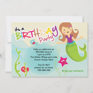 Under the sea mermaid birthday party invitation