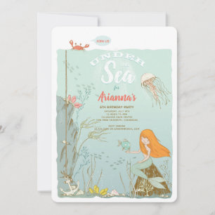 Under the Sea Mermaid Birthday Party Invitation