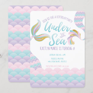 Under the Sea Mermaid Birthday Party Invitation