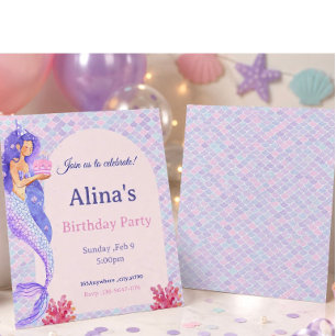 Under the Sea Mermaid Birthday Party Invitation   