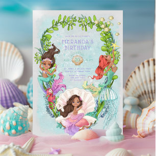 Under the Sea Mermaid Birthday Party Invitation