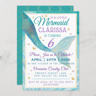 Under The Sea Mermaid Birthday Party Invitation