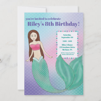 Under-the-Sea Mermaid Birthday Party Invitation