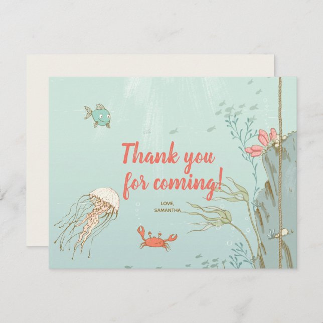 Under the Sea Mermaid Birthday Party Thank you (Front/Back)