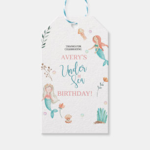 UNDER THE SEA, MERMAID BIRTHDAY,WATERCOLOR MERMAID GIFT TAGS