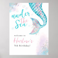 Under the Sea Mermaid Birthday Welcome Sign
