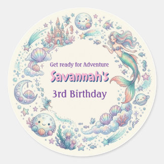 Under the Sea Mermaid Custom Name Classic Round Sticker