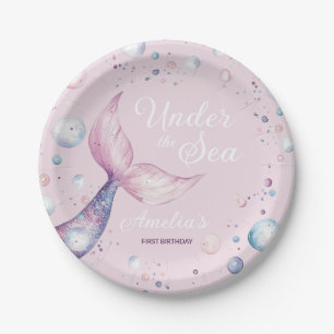Under the Sea Mermaid First Birthday Party Paper Plate