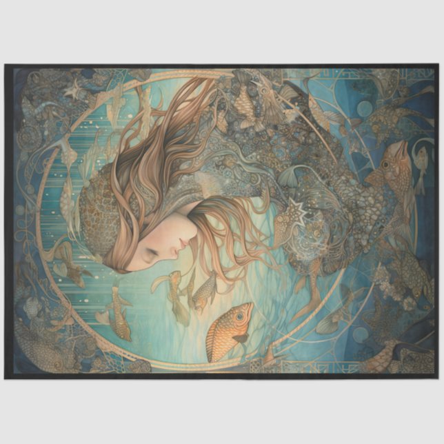  Under The Sea Mermaid Fish Art Decoupage Tissue Paper (Front)