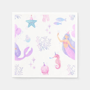 Under the Sea Mermaid Girl 1st Birthday Napkin