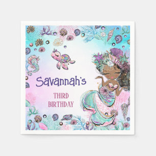 Under the Sea Mermaid Girl First Birthday Napkins