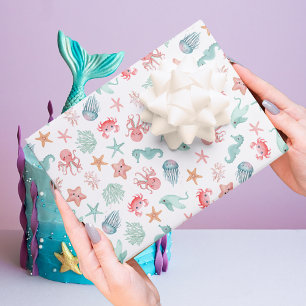Under the Sea Mermaid Girls Birthday Party Wrapping Paper Sheet