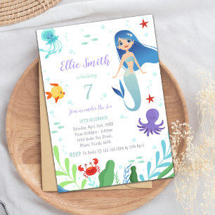 Under the sea mermaid green Invitations