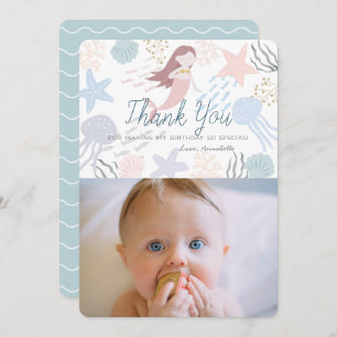 Under the Sea Mermaid Green Photo Thank You Card